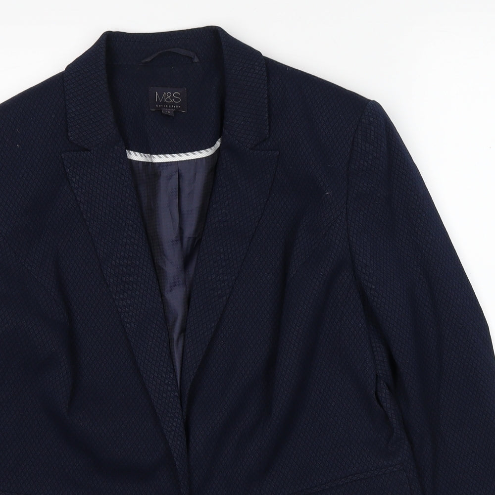 Marks and Spencer Womens Blue Jacket Blazer Size 16 Button