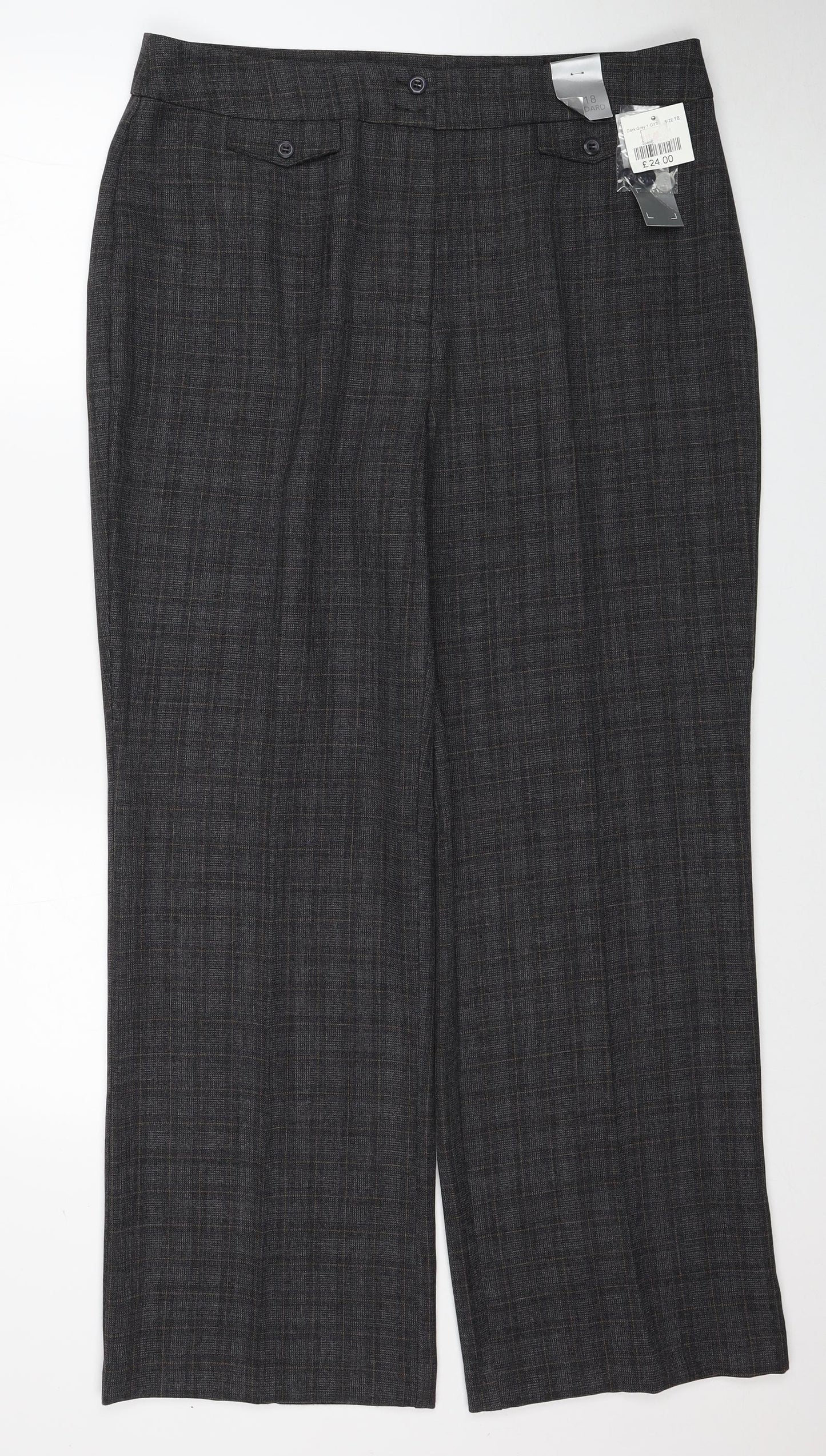 EWM Womens Grey Geometric Polyester Trousers Size 18 Regular Zip