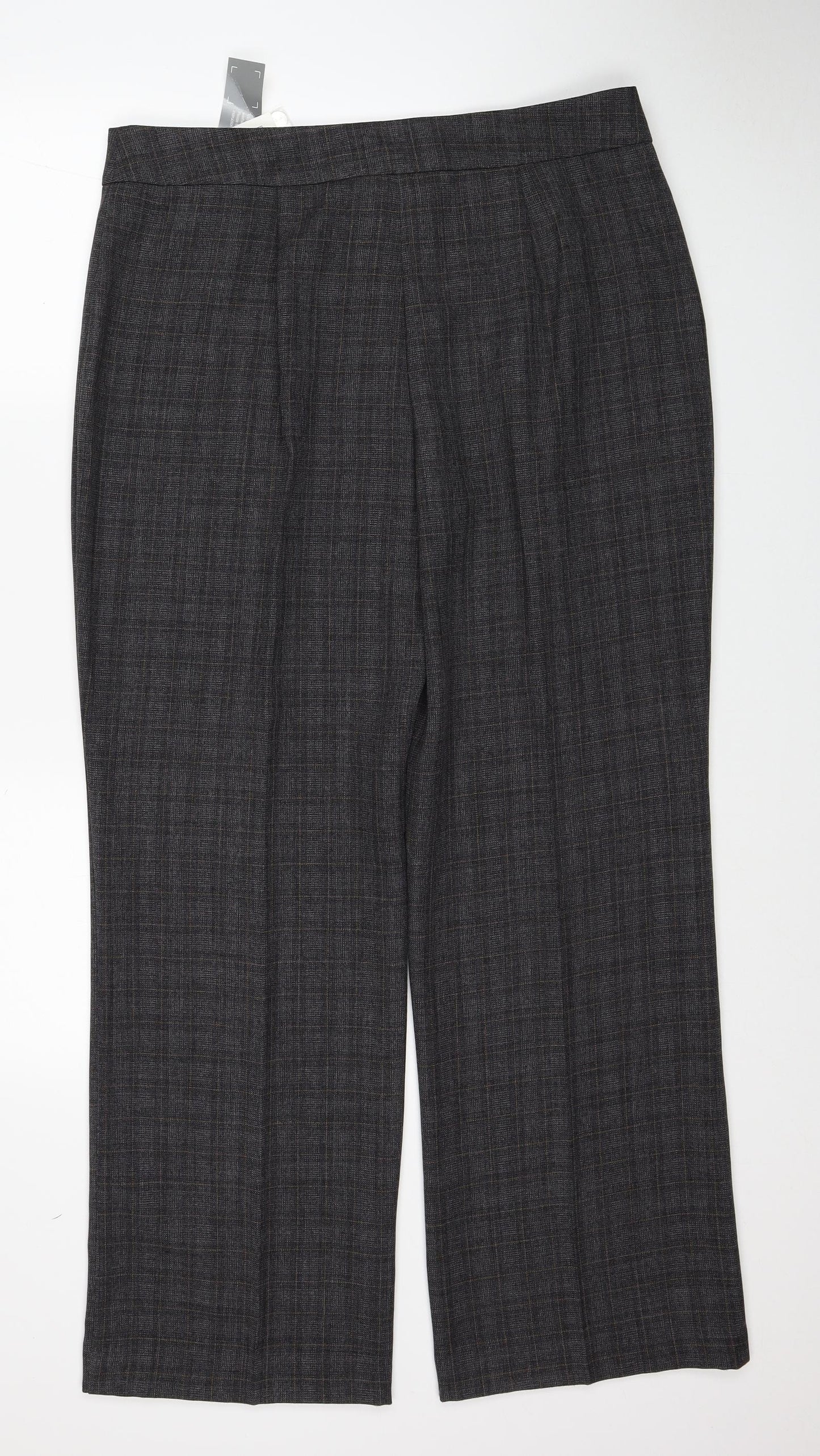 EWM Womens Grey Geometric Polyester Trousers Size 18 Regular Zip