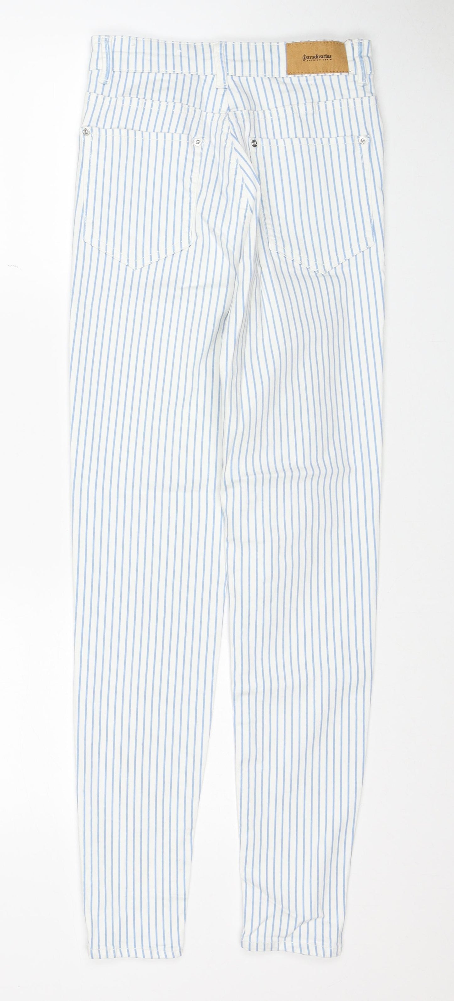 Stradivarius Womens Multicoloured Striped Cotton Skinny Jeans Size 8 Regular Zip