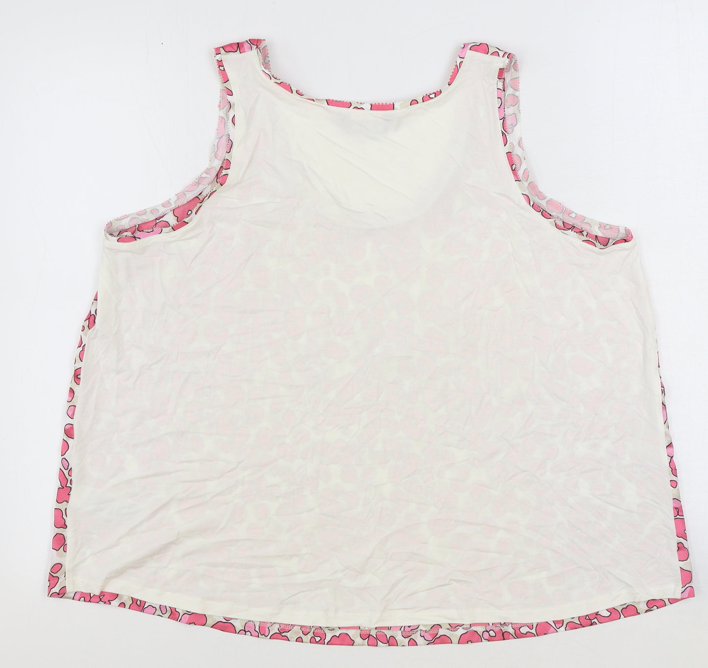 Marks and Spencer Womens Pink Animal Print Polyester Basic Tank Size 16 Scoop Neck - Leopard Print