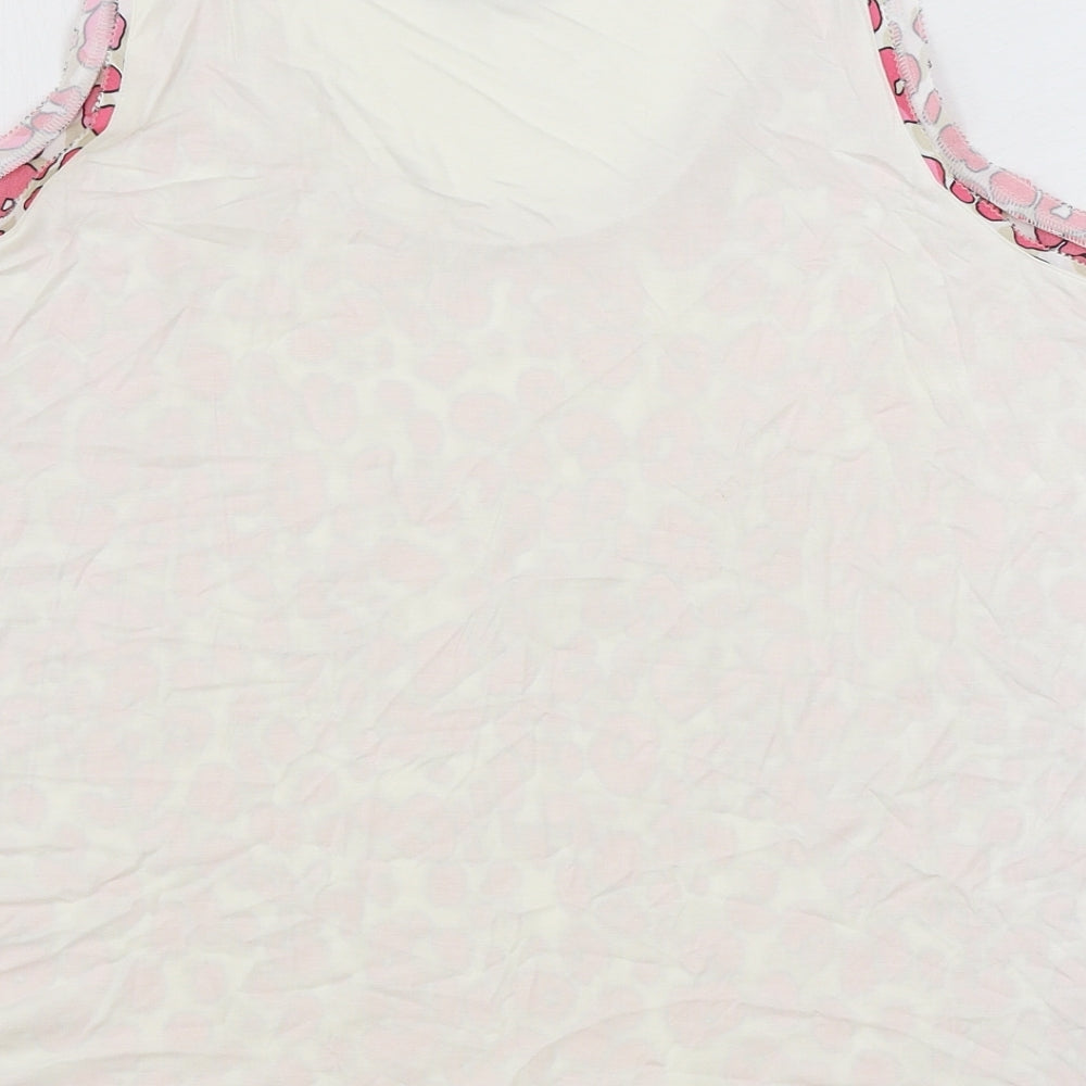 Marks and Spencer Womens Pink Animal Print Polyester Basic Tank Size 16 Scoop Neck - Leopard Print