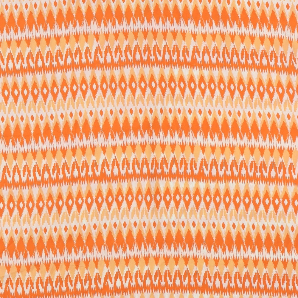 Marks and Spencer Womens Orange Geometric Polyester Basic Blouse Size 18 Collared