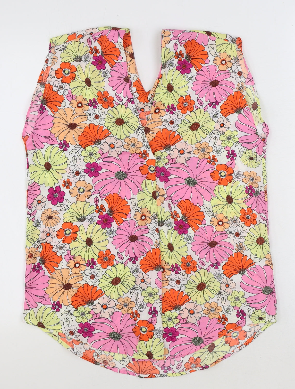 Marks and Spencer Womens Multicoloured Floral Polyester Basic Tank Size 8 V-Neck