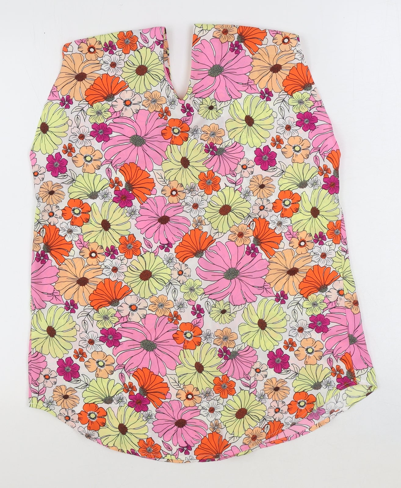Marks and Spencer Womens Multicoloured Floral Polyester Basic Tank Size 8 V-Neck