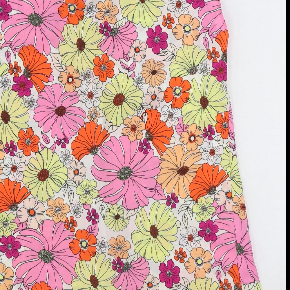 Marks and Spencer Womens Multicoloured Floral Polyester Basic Tank Size 8 V-Neck