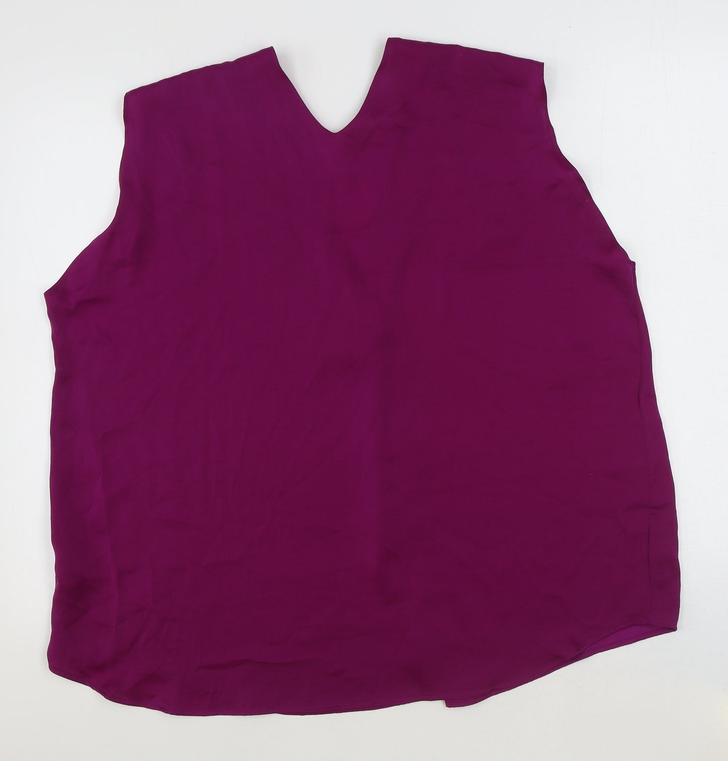 Marks and Spencer Womens Purple Polyester Basic Tank Size 20 V-Neck