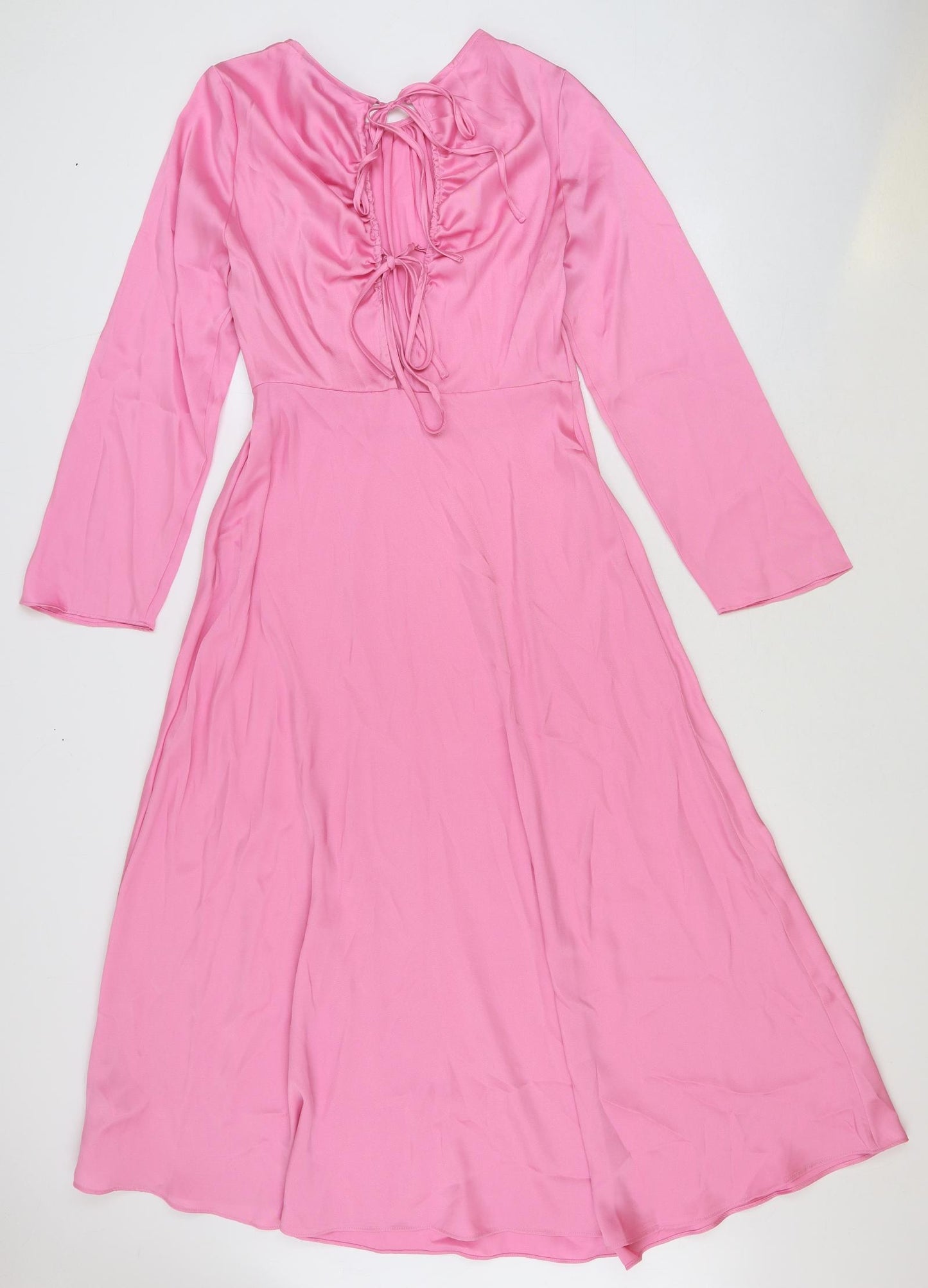 Marks and Spencer Womens Pink Polyester A-Line Size 10 Round Neck Tie