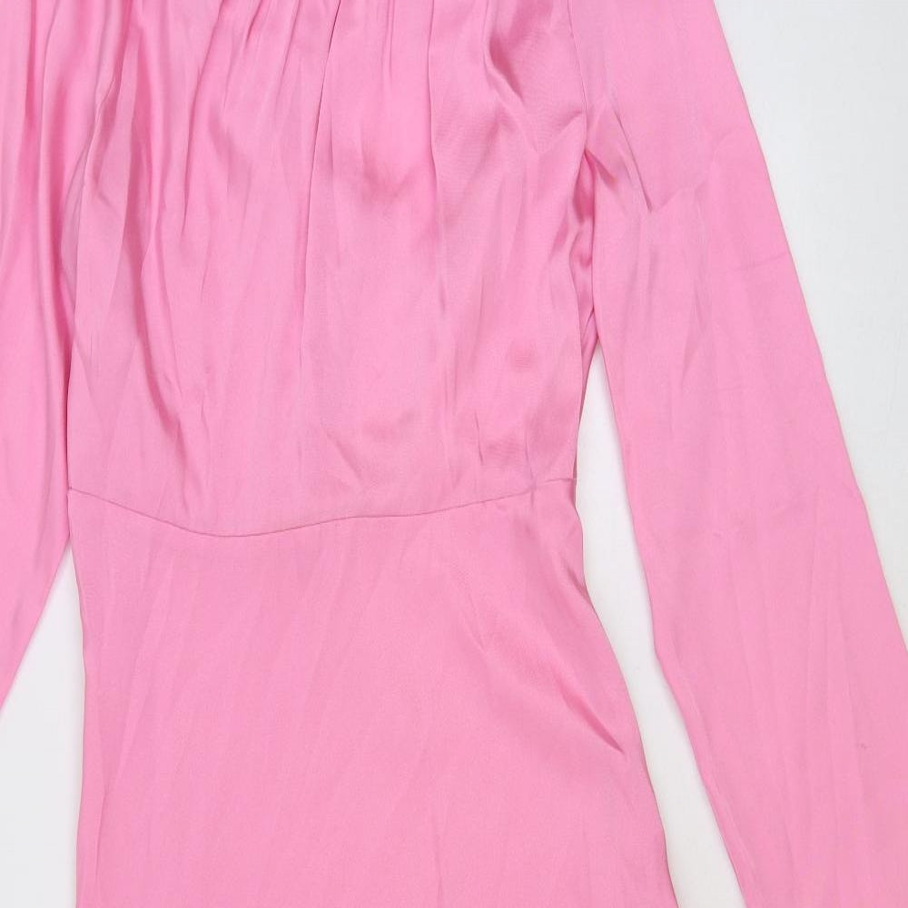 Marks and Spencer Womens Pink Polyester A-Line Size 10 Round Neck Tie