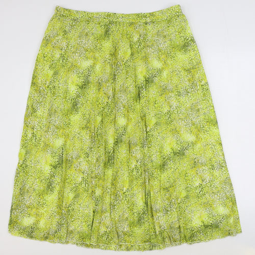 Marks and Spencer Womens Yellow Geometric Polyester Flare Skirt Size 20