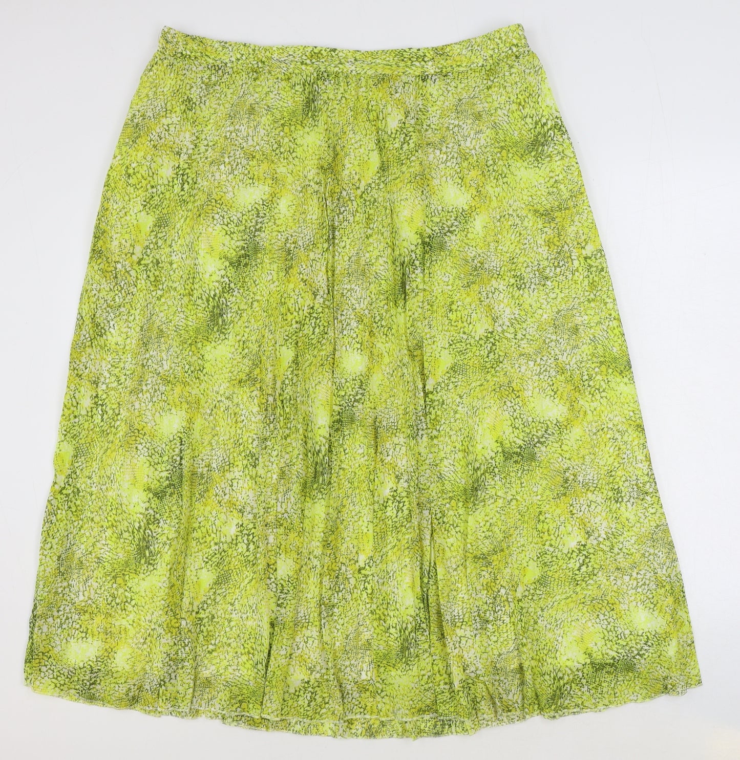 Marks and Spencer Womens Yellow Geometric Polyester Flare Skirt Size 20