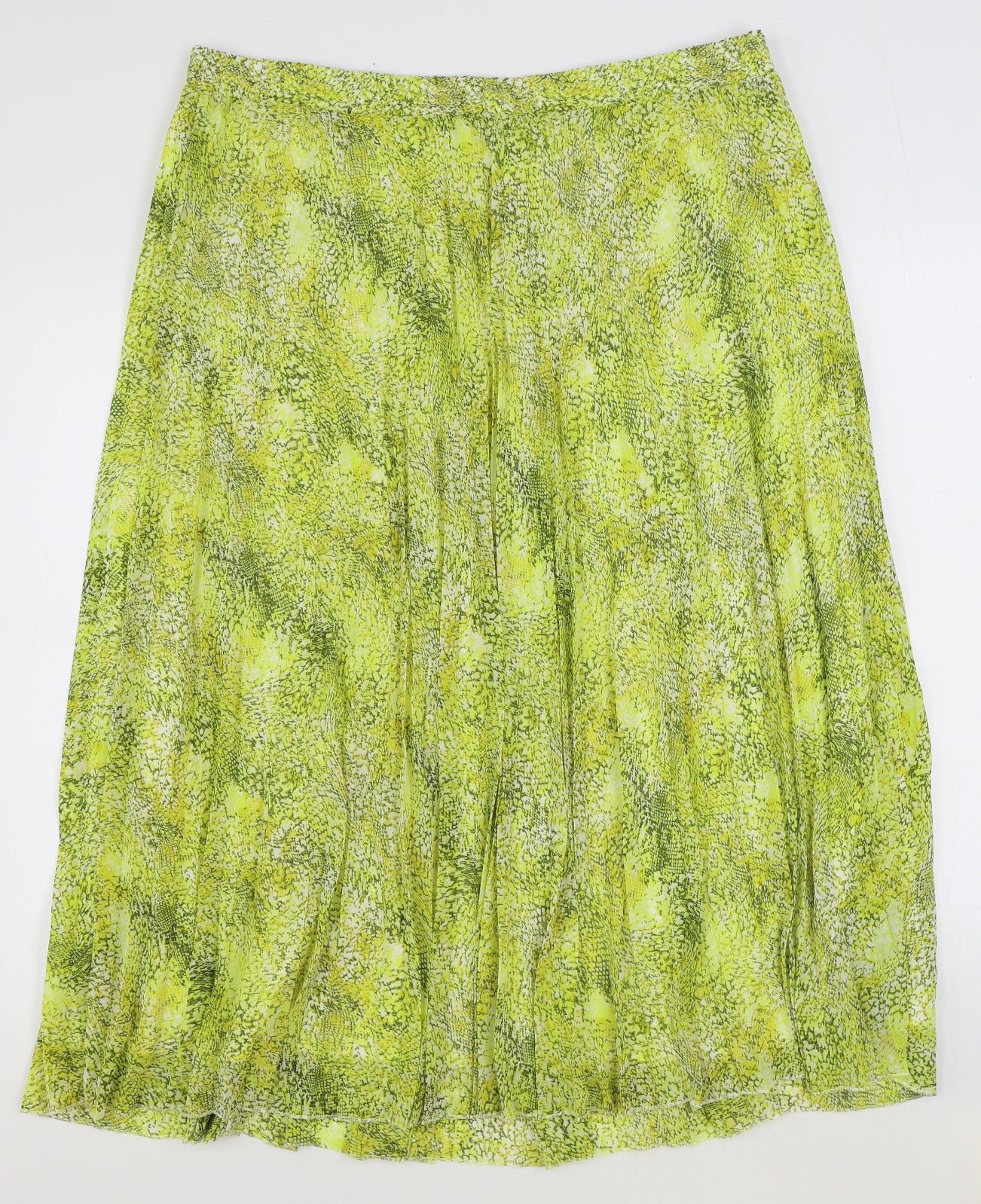 Marks and Spencer Womens Yellow Geometric Polyester Flare Skirt Size 20