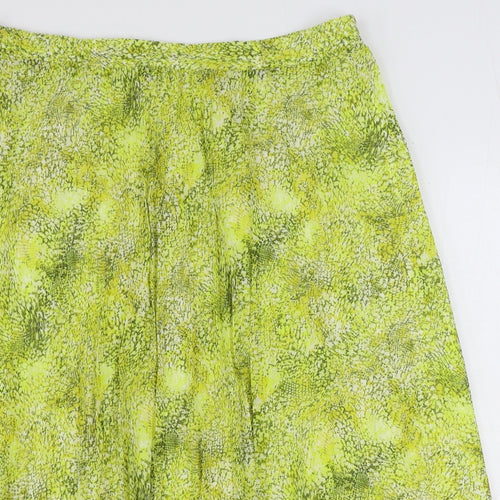 Marks and Spencer Womens Yellow Geometric Polyester Flare Skirt Size 20