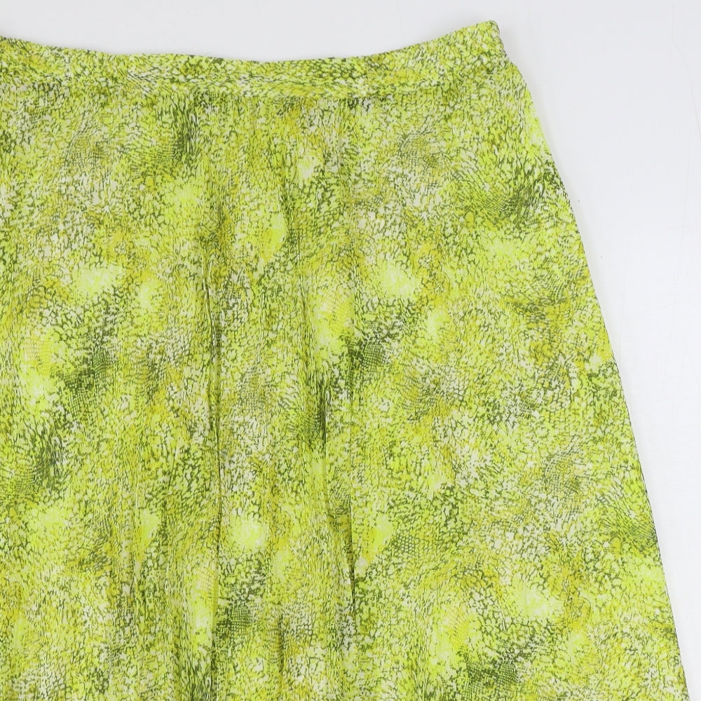 Marks and Spencer Womens Yellow Geometric Polyester Flare Skirt Size 20