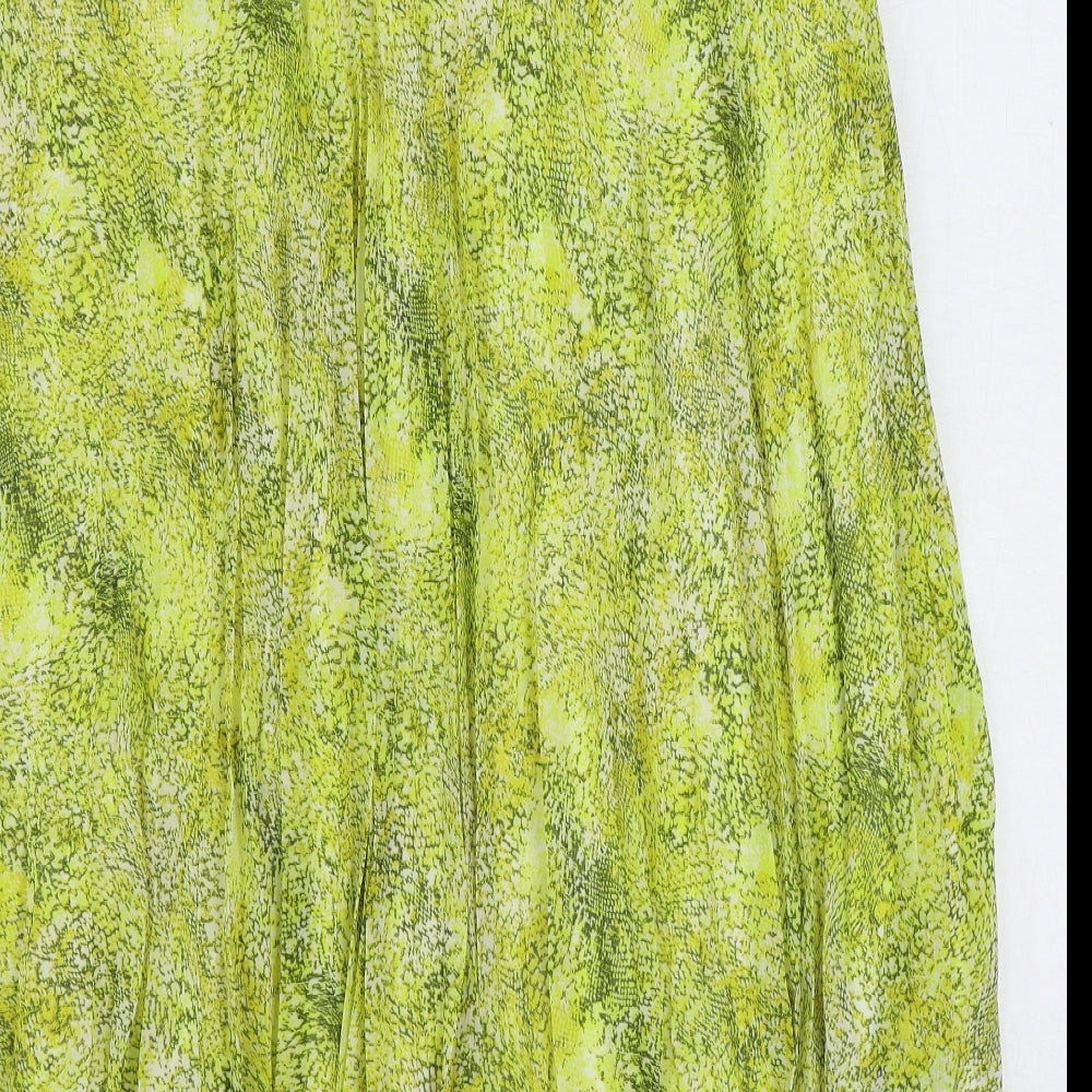 Marks and Spencer Womens Yellow Geometric Polyester Flare Skirt Size 20
