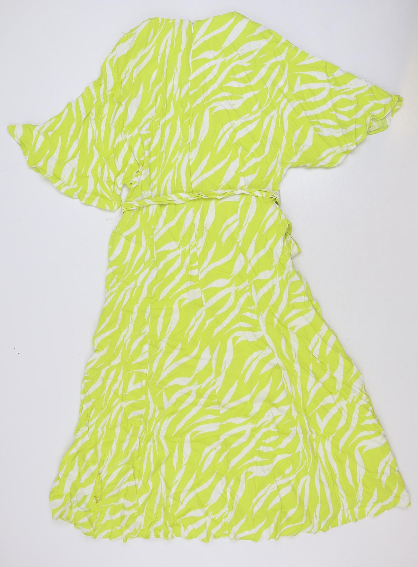 Autograph Womens Green Geometric Viscose A-Line Size 14 V-Neck Zip