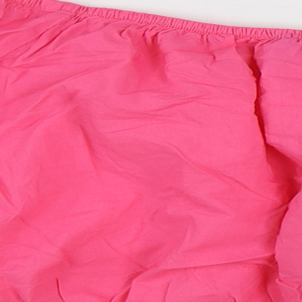 Marks and Spencer Womens Pink 100% Cotton Cropped Blouse Size 18 Boat Neck - Flower Detail