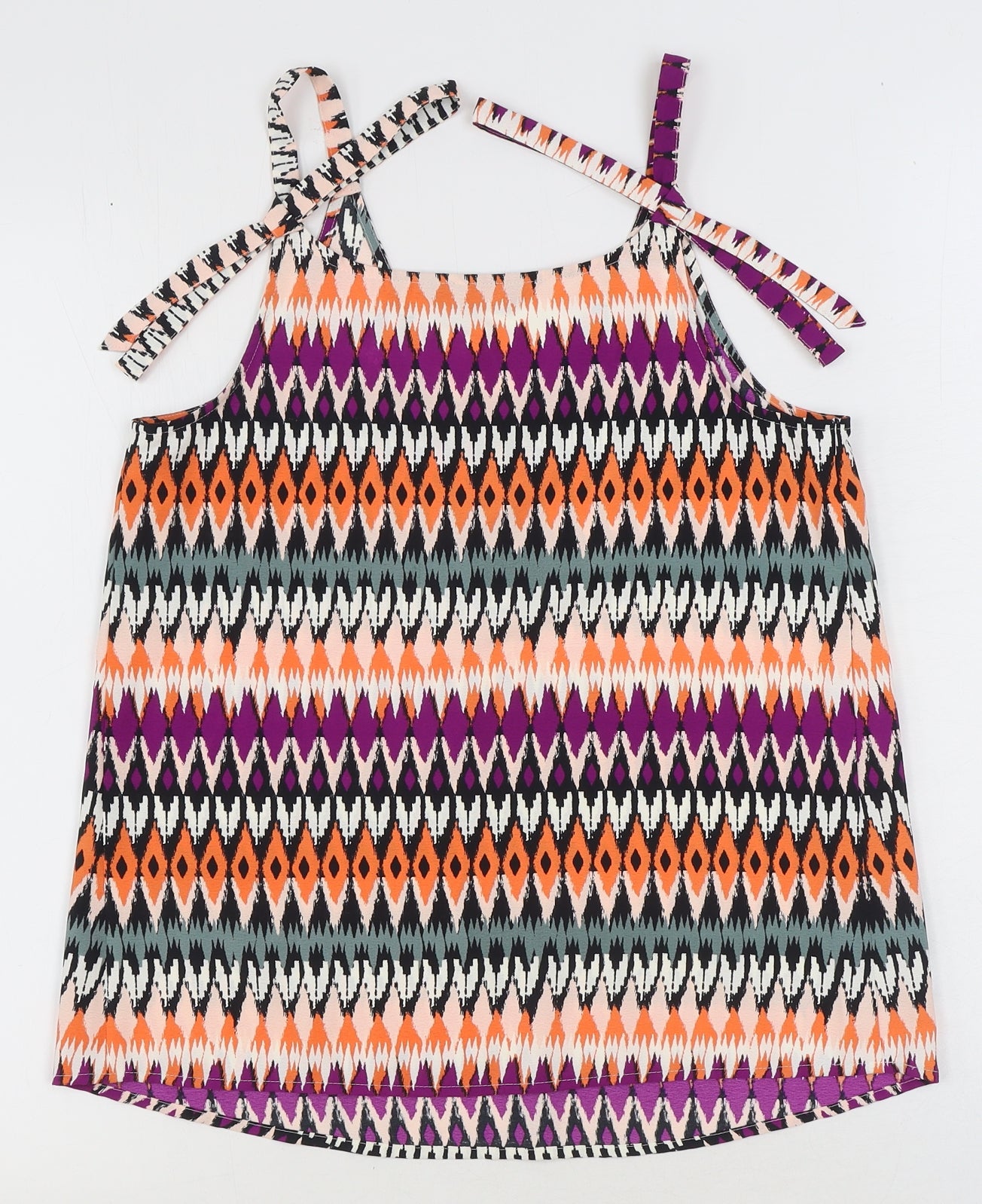 Marks and Spencer Womens Multicoloured Geometric Polyester Basic Tank Size 6 V-Neck