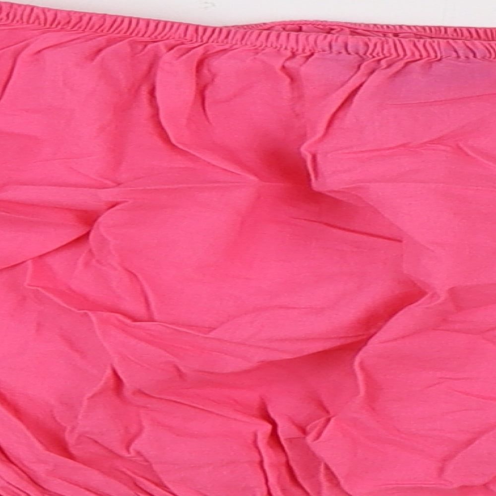 Marks and Spencer Womens Pink 100% Cotton Cropped Blouse Size 16 Boat Neck - Flower Detail