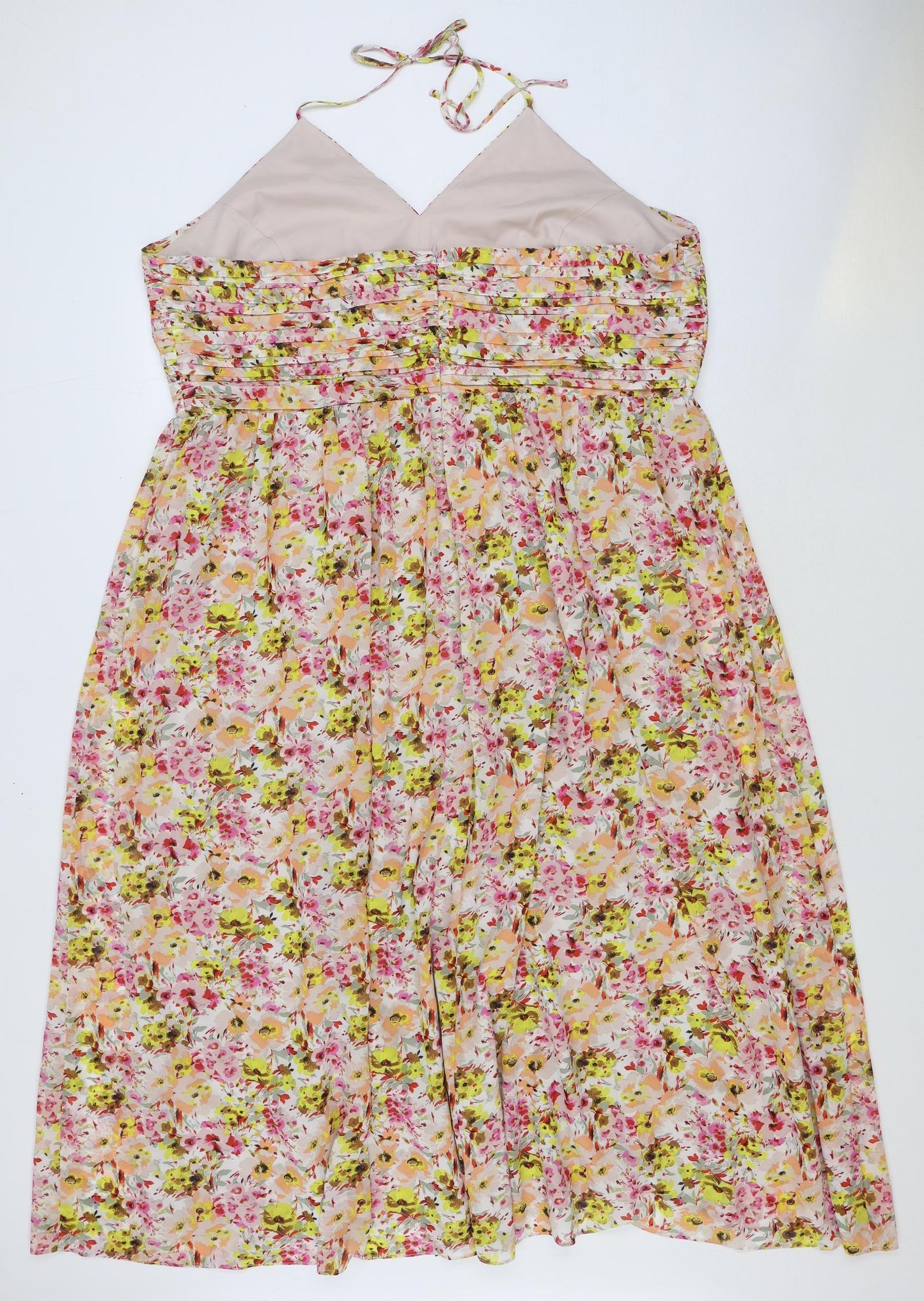 Marks and Spencer Womens Multicoloured Floral Polyester Fit & Flare Size 22 Halter Zip
