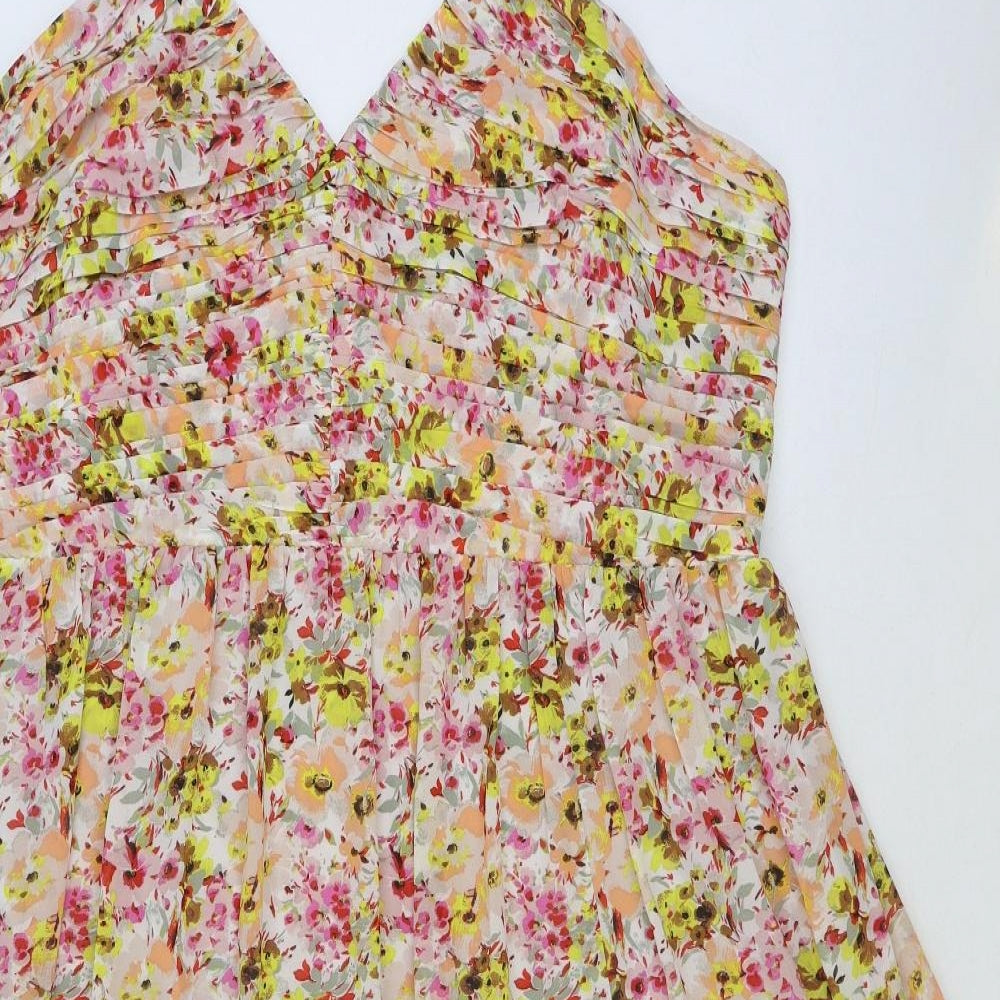 Marks and Spencer Womens Multicoloured Floral Polyester Fit & Flare Size 22 Halter Zip