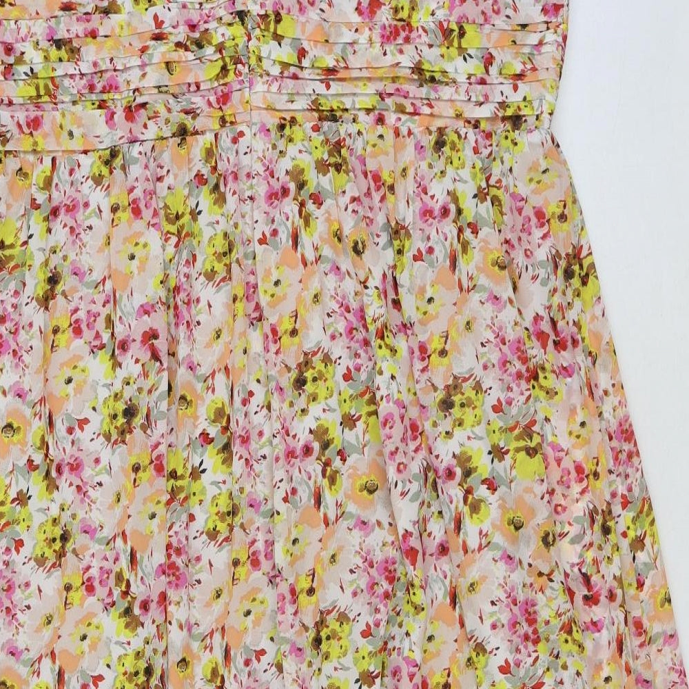 Marks and Spencer Womens Multicoloured Floral Polyester Fit & Flare Size 22 Halter Zip