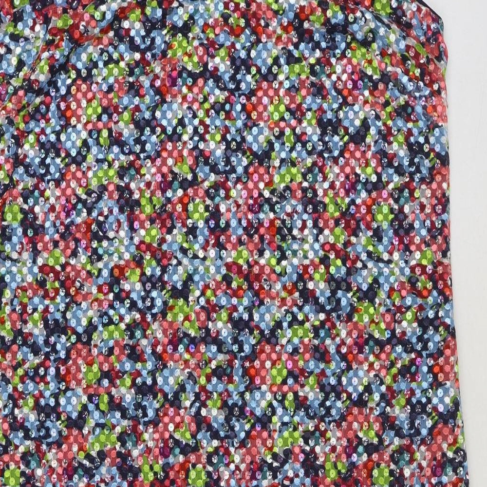 Marks and Spencer Womens Multicoloured Floral Polyester Slip Dress Size 20 V-Neck Zip