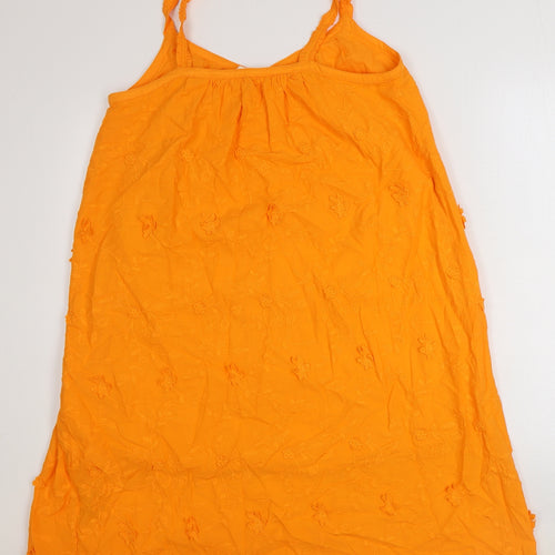 Marks and Spencer Womens Orange 100% Cotton Tank Dress Size 12 V-Neck Pullover