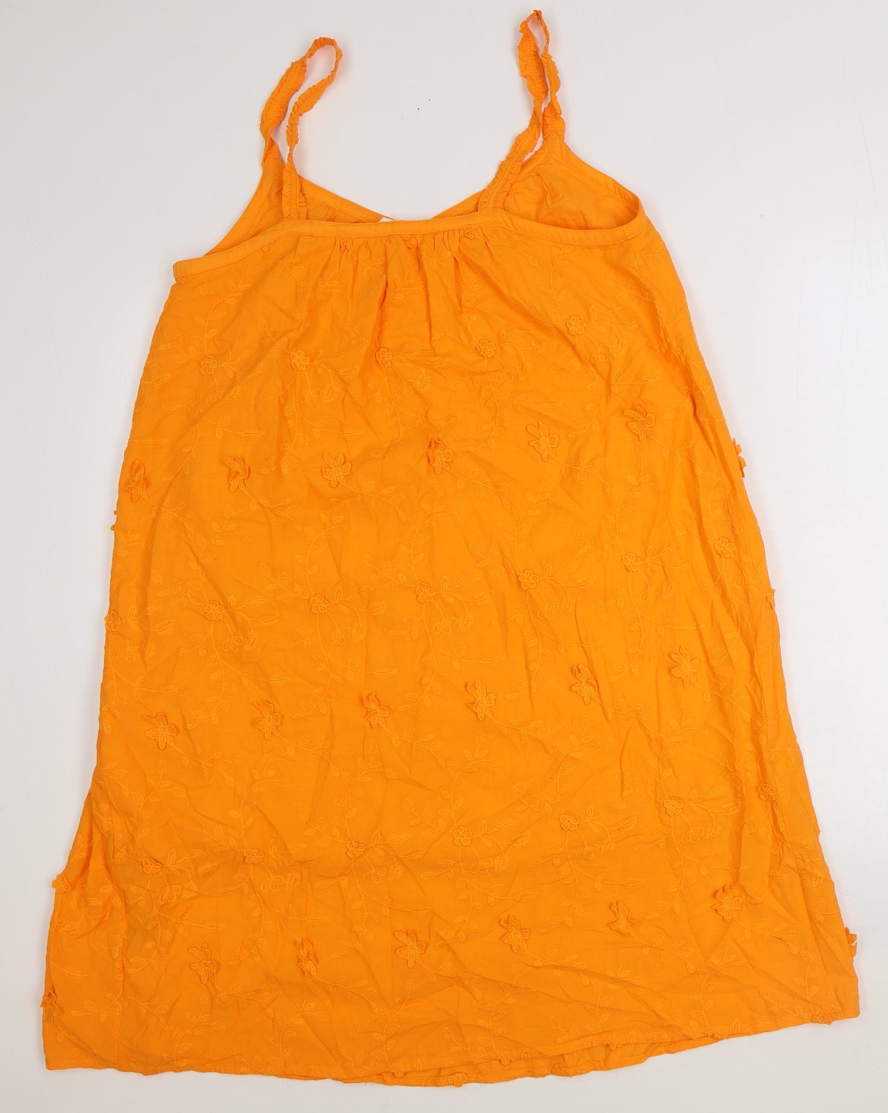 Marks and Spencer Womens Orange 100% Cotton Tank Dress Size 12 V-Neck Pullover