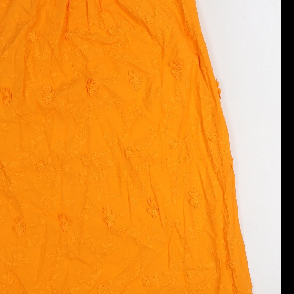 Marks and Spencer Womens Orange 100% Cotton Tank Dress Size 12 V-Neck Pullover