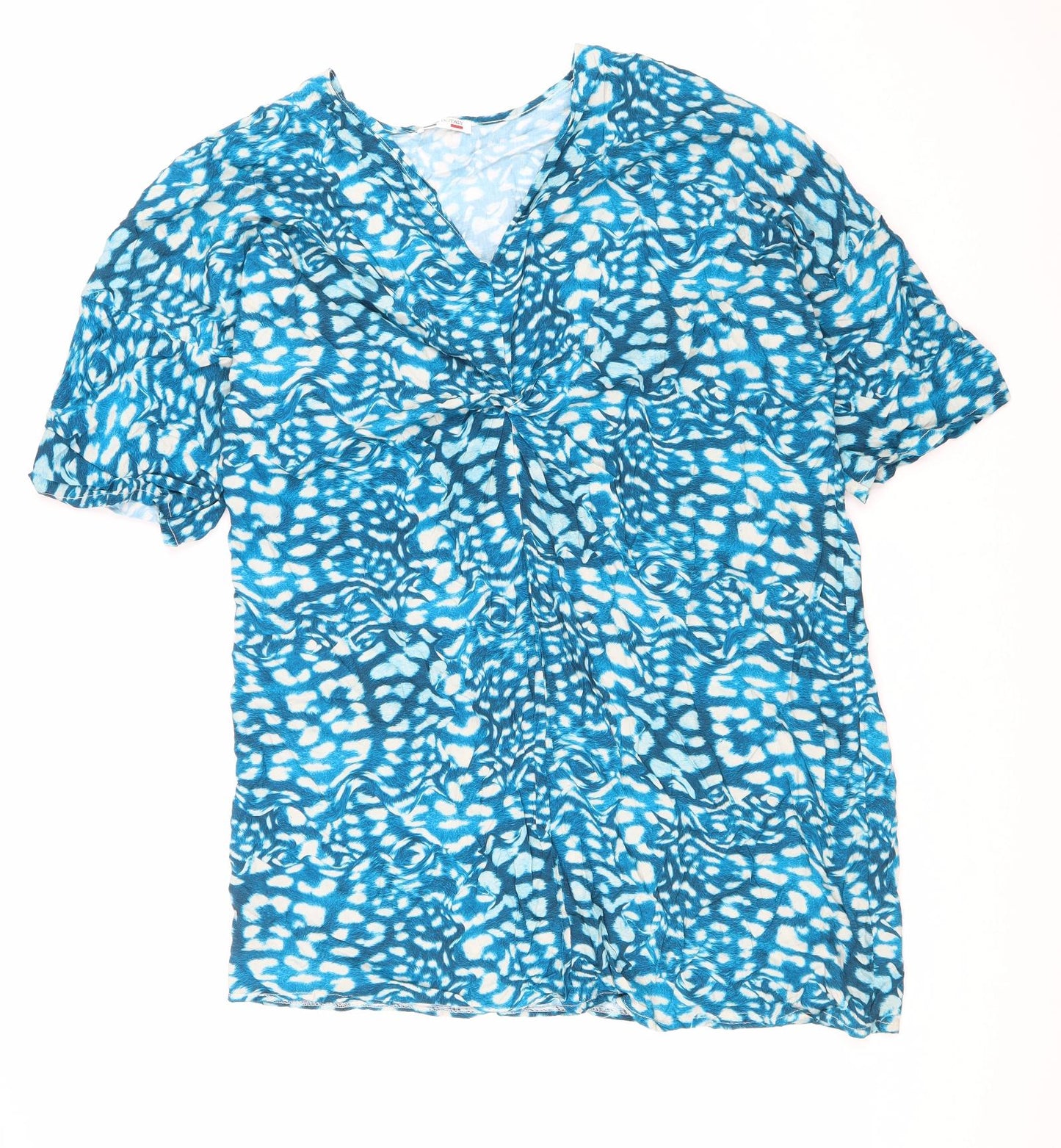 Preworn Womens Blue Geometric Viscose T-Shirt Dress Size L Sweetheart