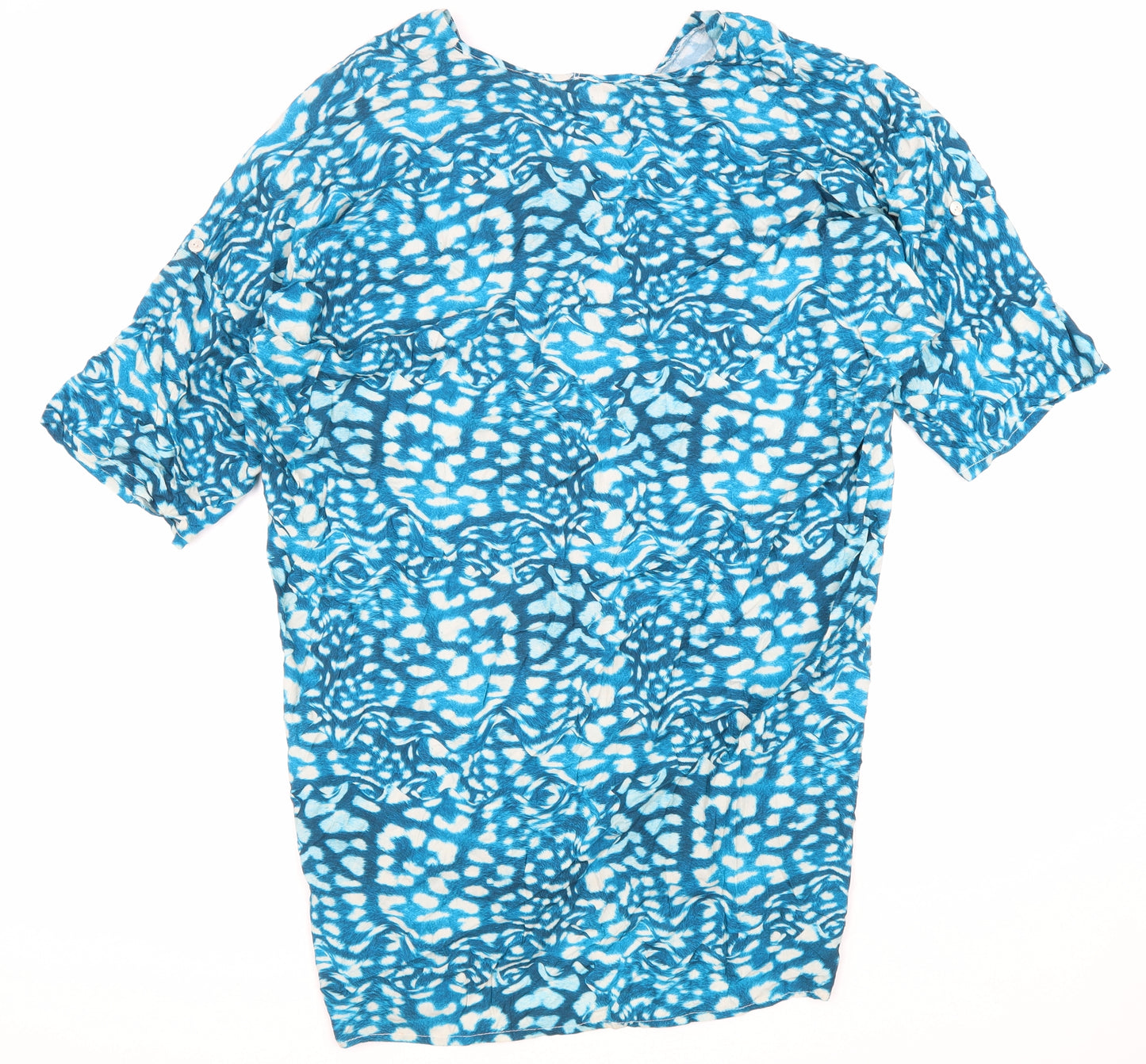 Preworn Womens Blue Geometric Viscose T-Shirt Dress Size L Sweetheart