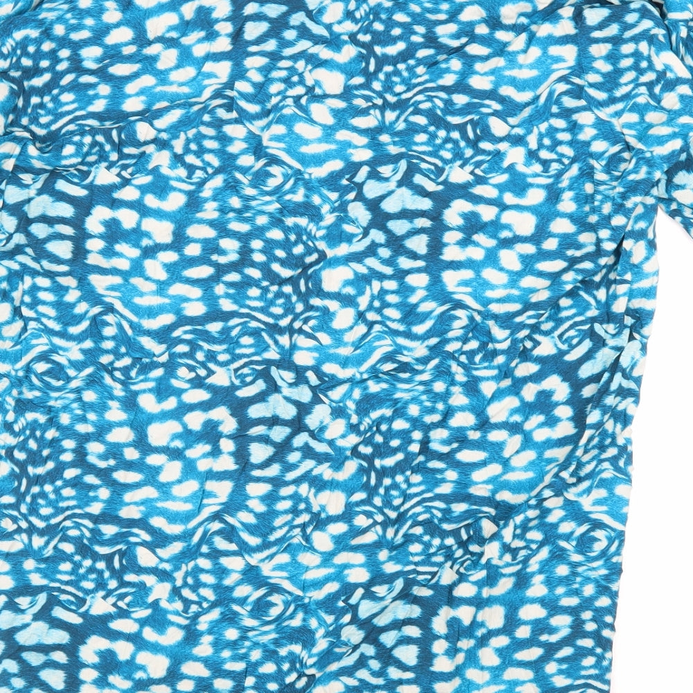 Preworn Womens Blue Geometric Viscose T-Shirt Dress Size L Sweetheart