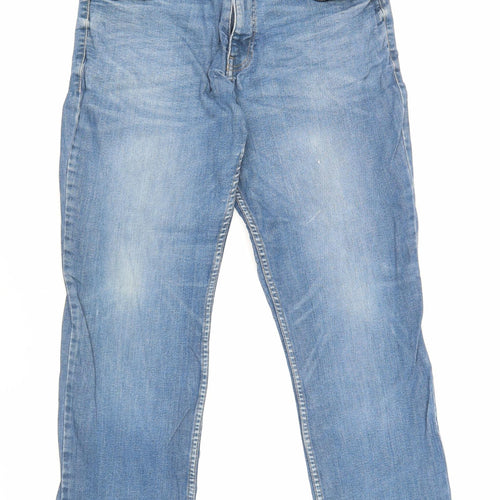 George Mens Blue Cotton Straight Jeans Size 36 in Regular Zip