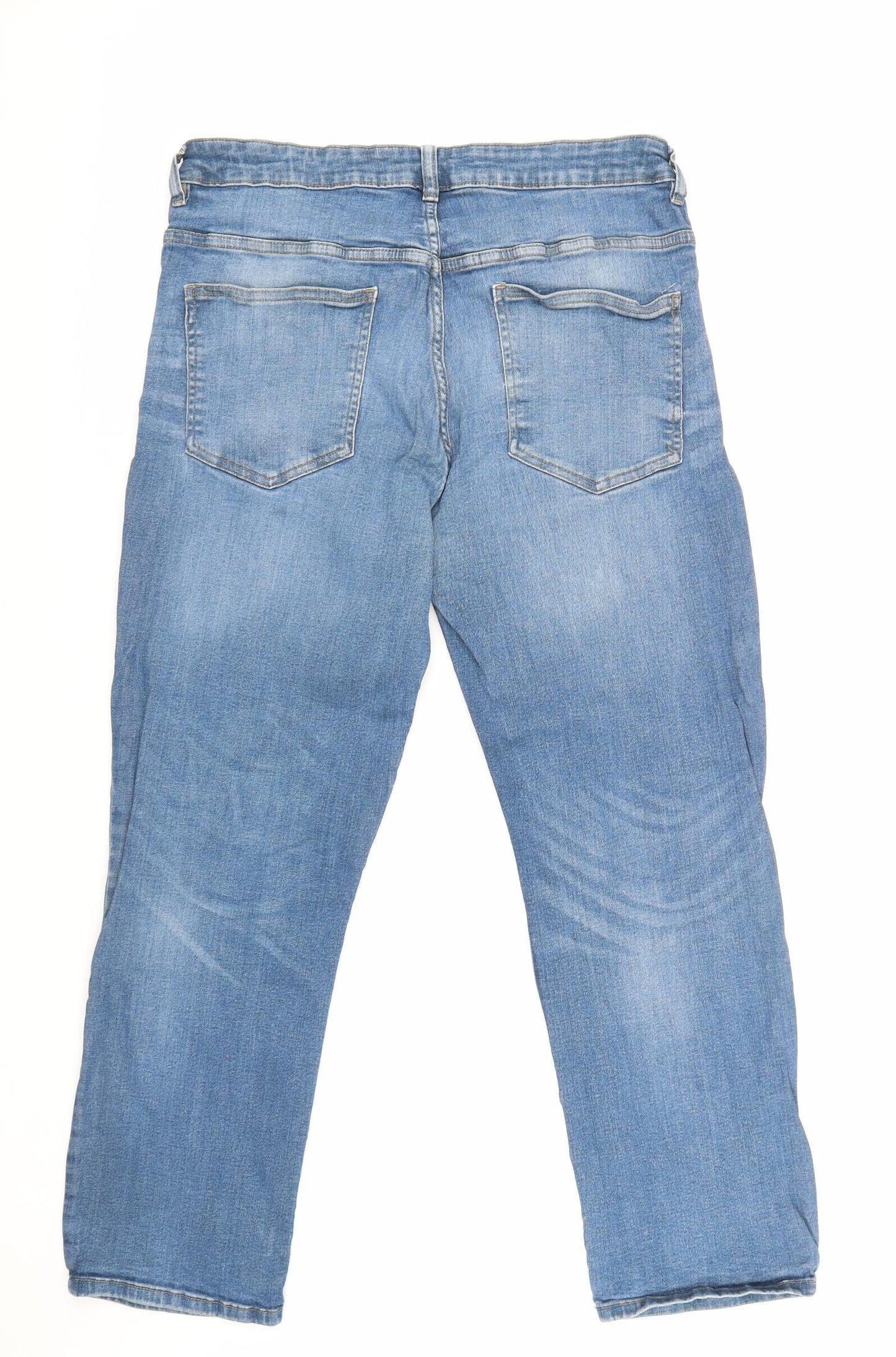 George Mens Blue Cotton Straight Jeans Size 36 in Regular Zip