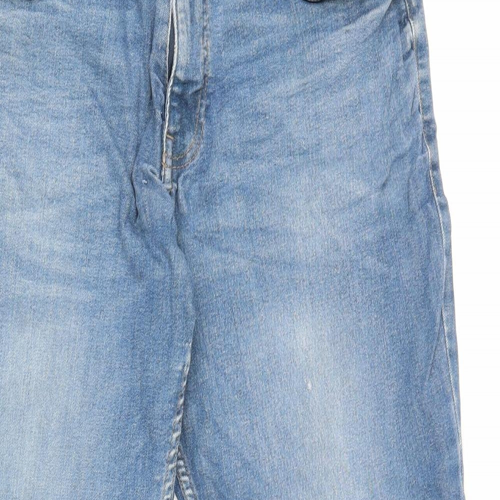 George Mens Blue Cotton Straight Jeans Size 36 in Regular Zip