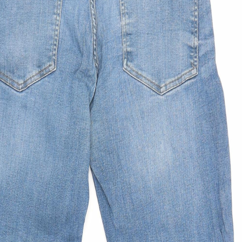 George Mens Blue Cotton Straight Jeans Size 36 in Regular Zip