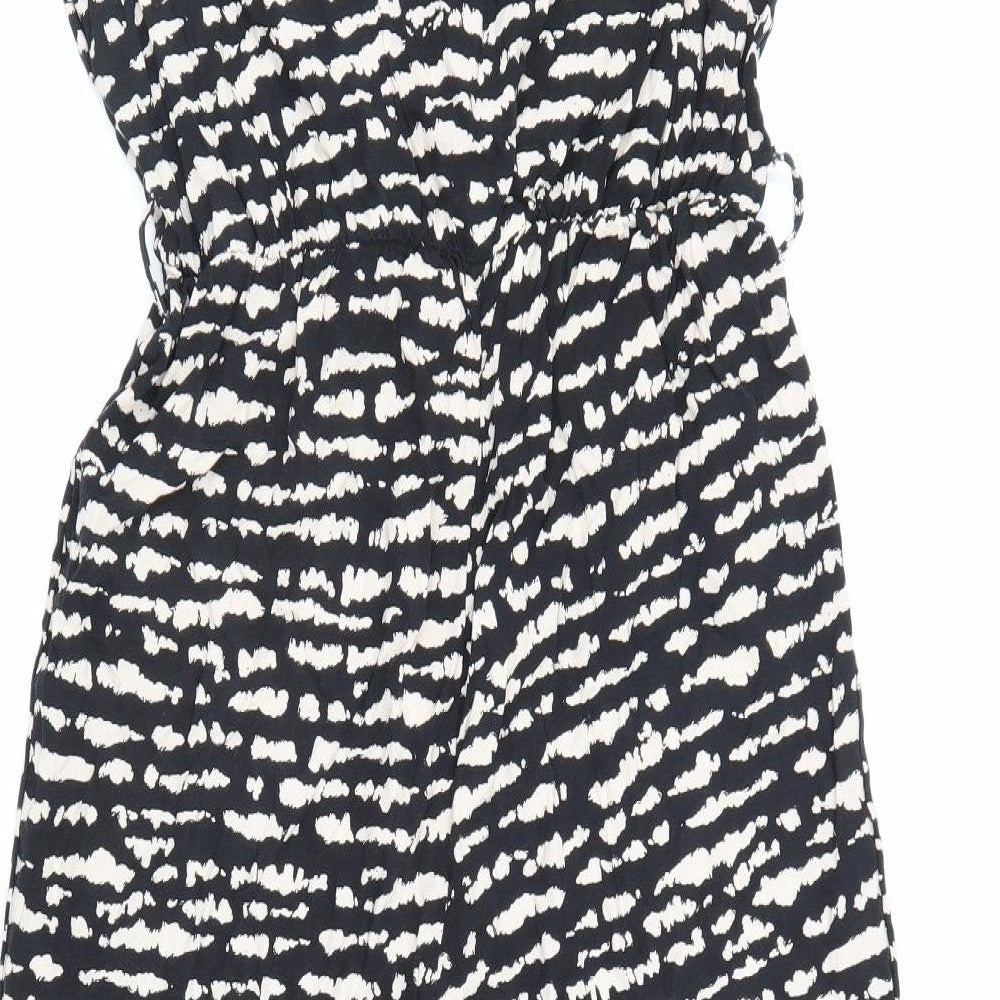 M&Co Womens Black Geometric Polyester Jumpsuit One-Piece Size 12 Buckle