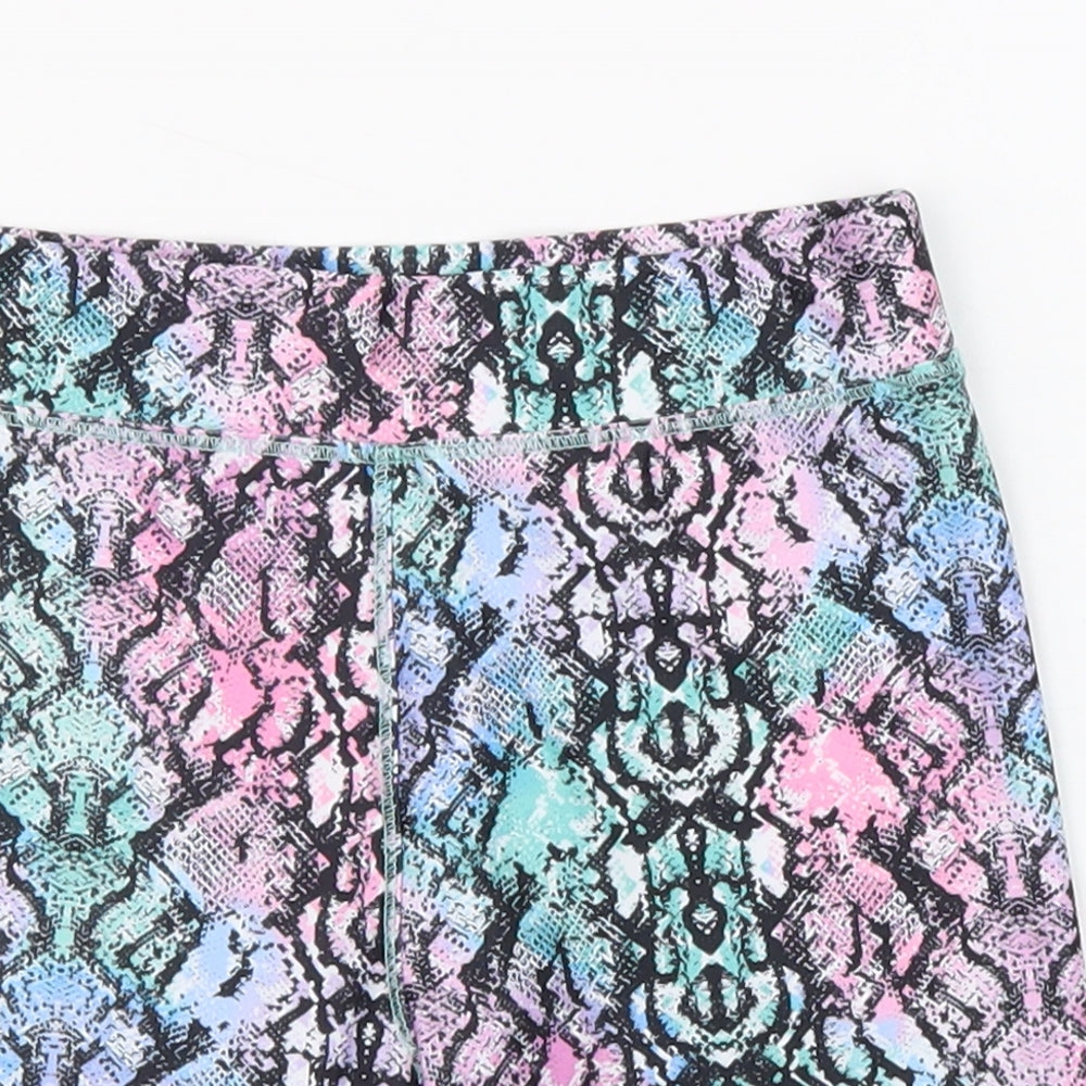 SOULUXE Girls Multicoloured Geometric Polyester Compression Shorts Size 8-9 Years Regular