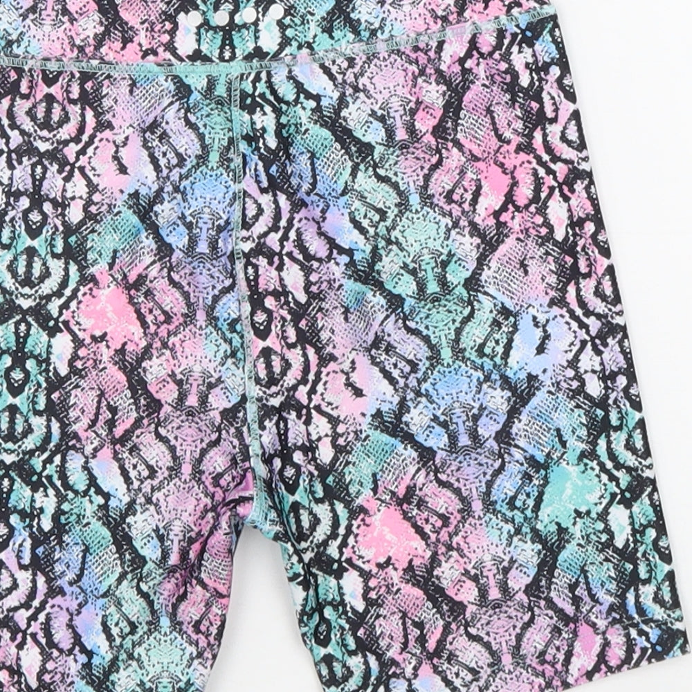 SOULUXE Girls Multicoloured Geometric Polyester Compression Shorts Size 8-9 Years Regular