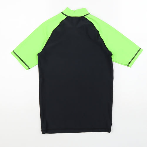 NEXT Boys Black Polyester Basic T-Shirt Size 11 Years Mock Neck Pullover - Minecraft Swim top
