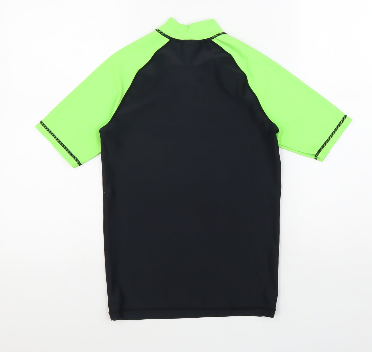 NEXT Boys Black Polyester Basic T-Shirt Size 11 Years Mock Neck Pullover - Minecraft Swim top