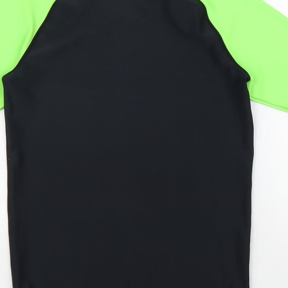 NEXT Boys Black Polyester Basic T-Shirt Size 11 Years Mock Neck Pullover - Minecraft Swim top
