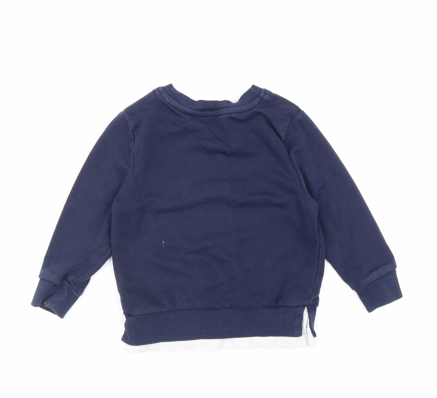 George Boys Blue Round Neck Cotton Pullover Jumper Size 2 Years Pullover