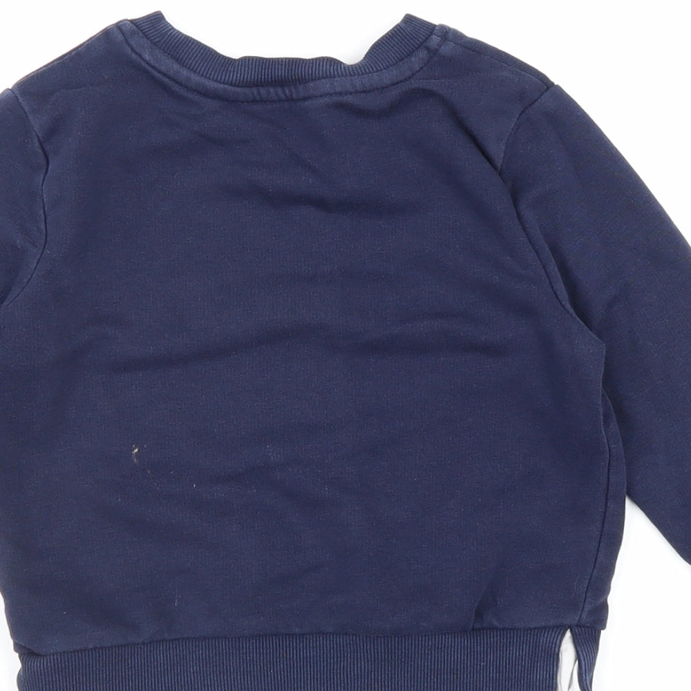 George Boys Blue Round Neck Cotton Pullover Jumper Size 2 Years Pullover