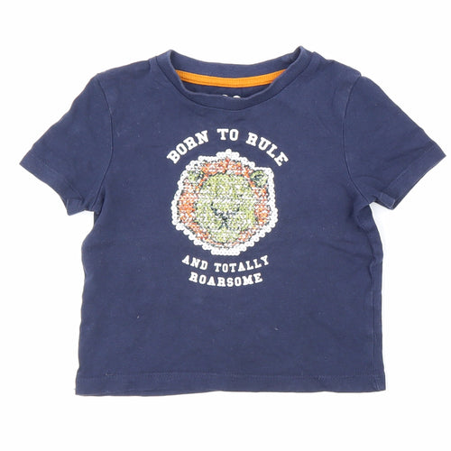 By Very Boys Blue 100% Cotton Basic T-Shirt Size 9-12 Months Round Neck