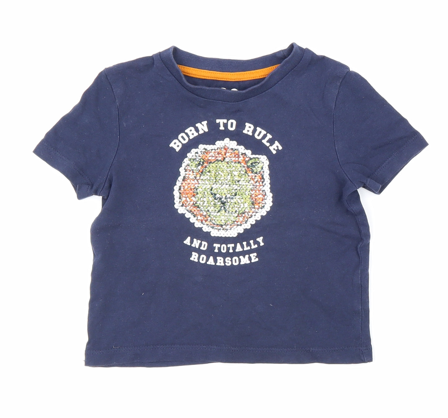 By Very Boys Blue 100% Cotton Basic T-Shirt Size 9-12 Months Round Neck