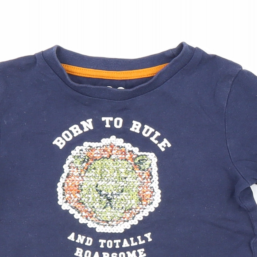 By Very Boys Blue 100% Cotton Basic T-Shirt Size 9-12 Months Round Neck