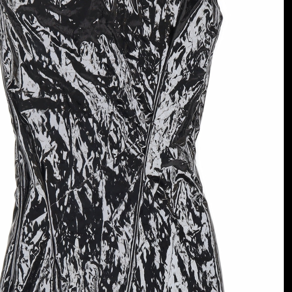 Preworn Womens Black Polyester Mini Size L High Neck Zip