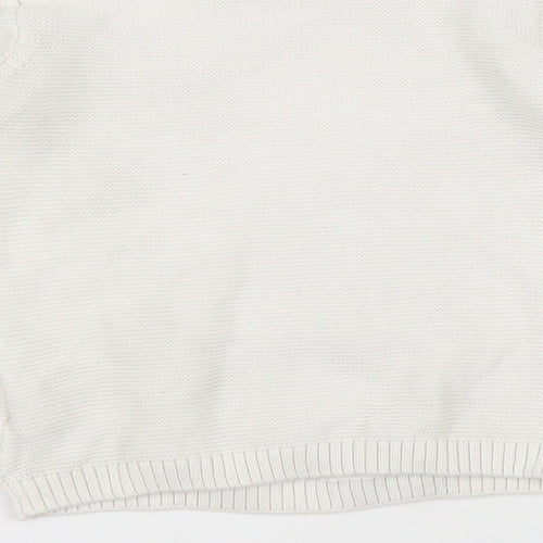 F&F Baby White 100% Cotton Pullover Jumper Size 12-18 Months Button - Lion